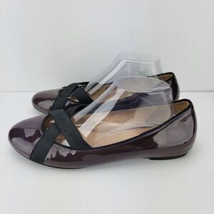 Cole Haan Womens Size 10B Brown Glossy Cross Leather Ballet Flat Shoes D29822
